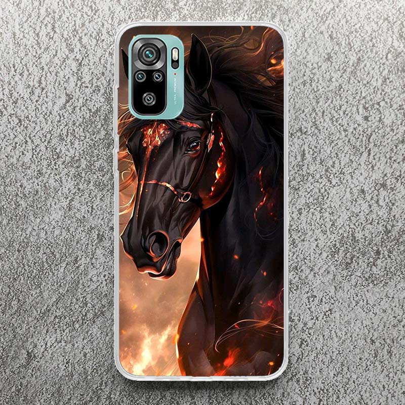 

Animal Black Horse Print Soft Case for Xiaomi Redmi Note 14 13 14S 12S 11S Phone Shell 10 Pro Plus 11E 11T 12 11 10S 9 Cover Red Redmi Note 12S