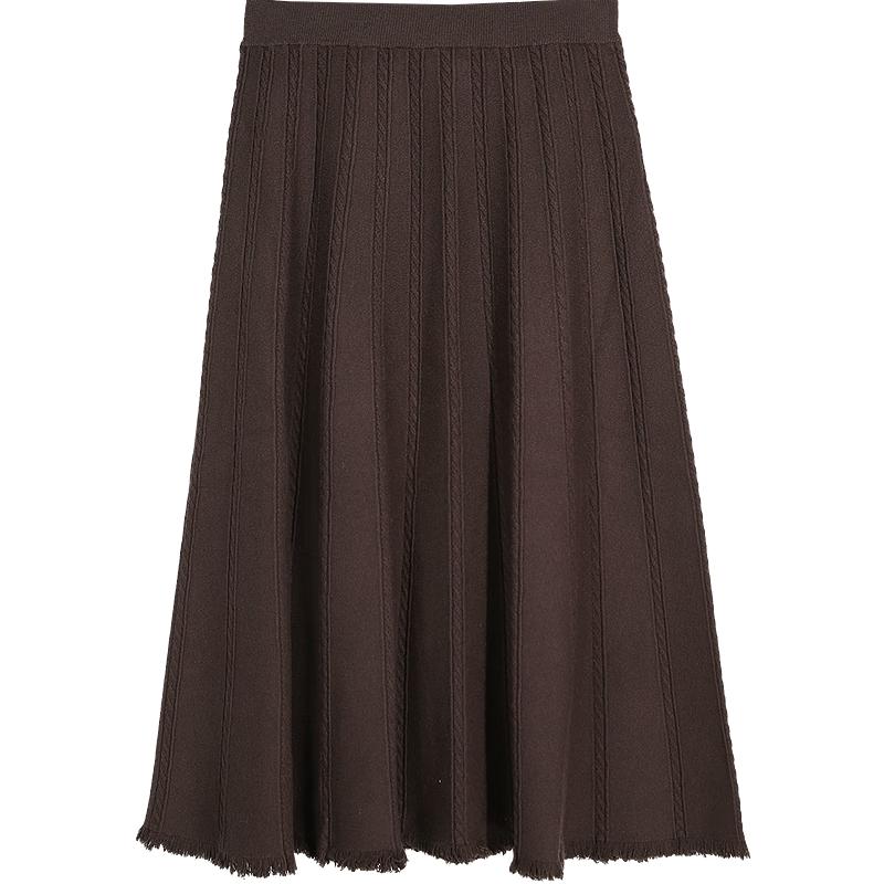 Betu Women's Winter Twisted Tassel Midi Skirt