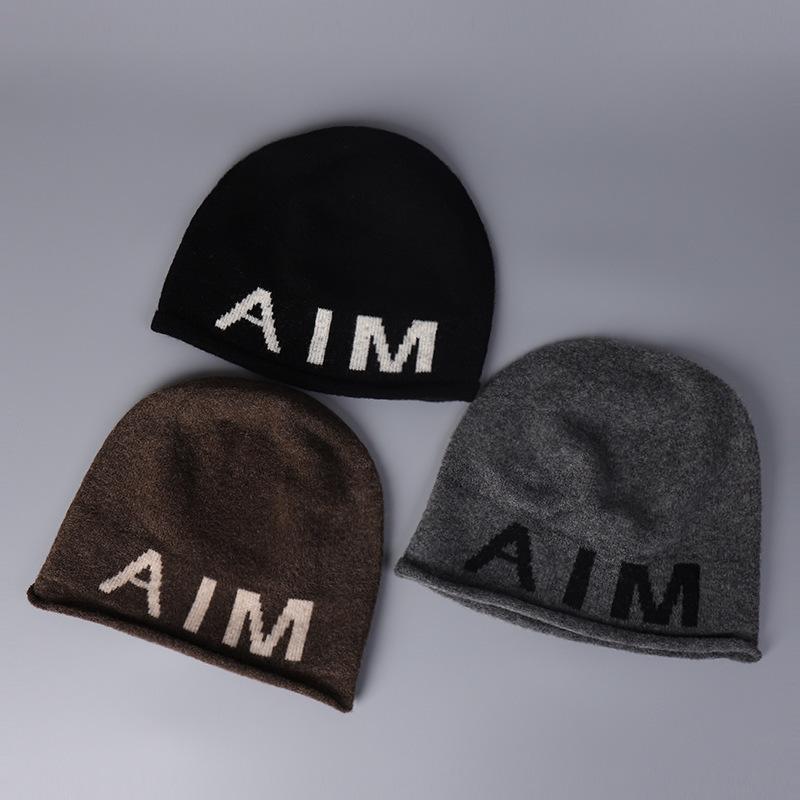 Personalized fashion letter knitted hat children autumn and winter including wool warm ear protection wool hat bag head cold hat