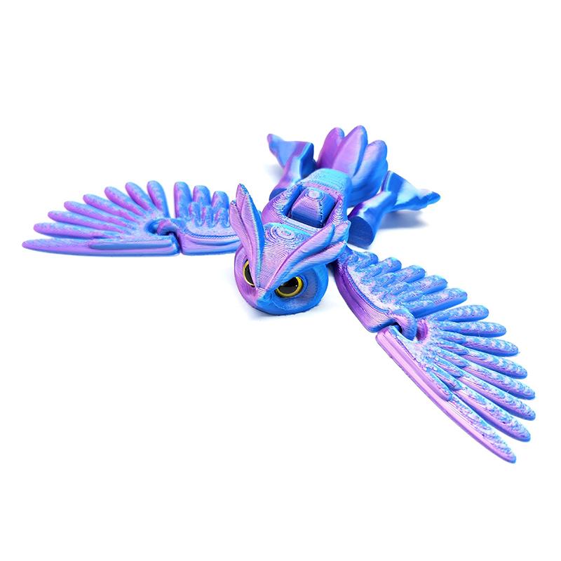 3D Printed Flying Owl Toy:Lifelike Desk Decor with Movable Wings for Realistic Soaring - Educational Gift
