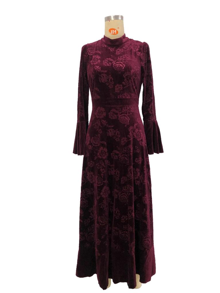 2025 Elegantní sametové žakárové šaty: Evropsko-americká móda pro podzim/zimu pro ženy ze Středního východu