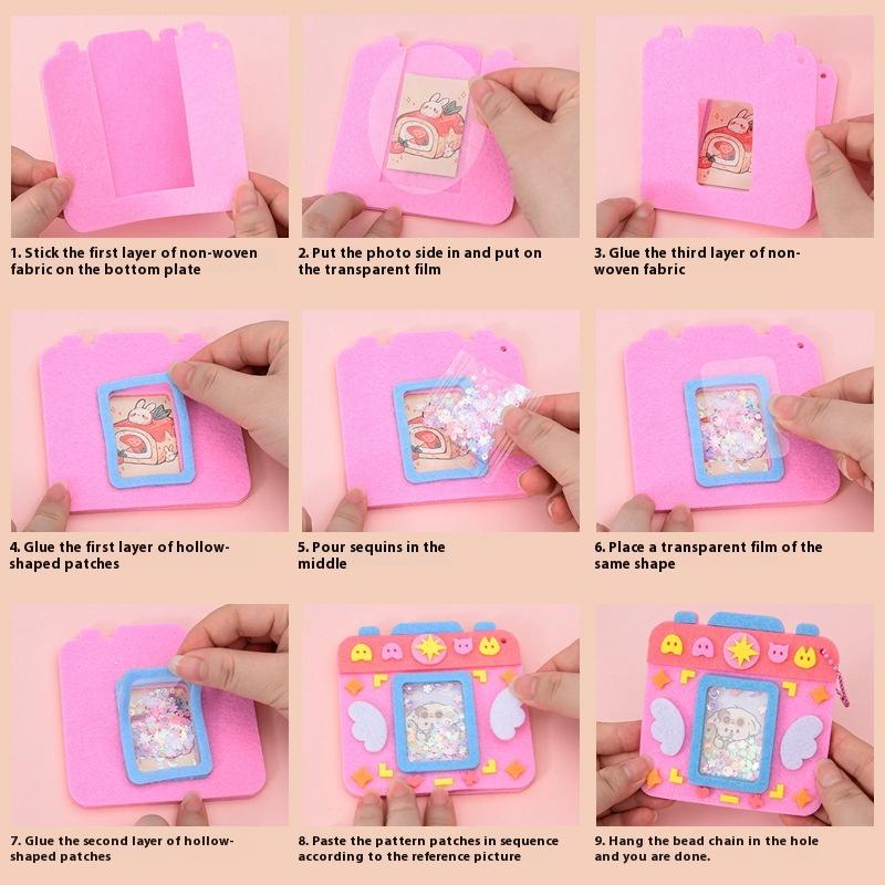1 Set Shaker Puzzle Toys Non Woven Shake Pendant Diy Material Kits For Children Kids Easy To Paste Accessories Handmade Crafts