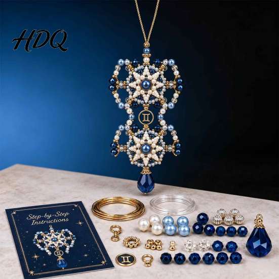 Relaxing Screen Free Activities 12 Zodiac Blessing Beaded Ornament DIY Kit Beginner Friendly Sign Handmade Constellation Ornaments Beading Craft Set,