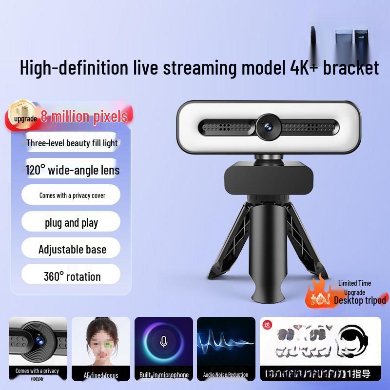 HD Webcam with Microphone & Privacy Cover for Online Classes, Laptops, Desktops, and Beauty Applications