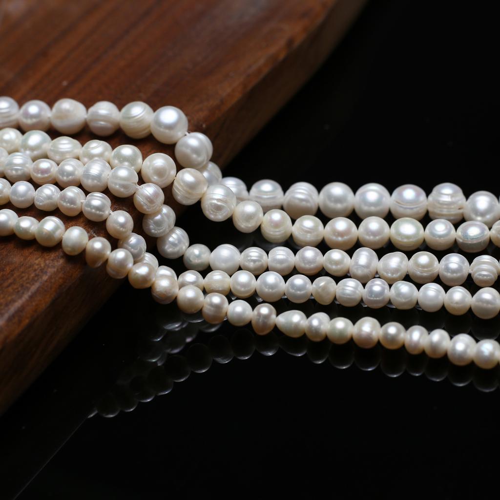1String, Luxury Artificial Pearl White Beads, Boho Handmade Subcircular Beads for DIY Necklace Bracelet Anklet Jewellery Accessories Crafts Gifts 18cm