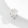 Multi-Layer Triple Ring Clip Golded Square Zircon Stud Earrings  Cartilage Ear Cuffs