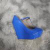 2025 New Autumn Winter Women Pumps 14cm Round Toes T-Strap Platform Wedge High Heels Gladiator Ladies Dress Party Wedding Shoes