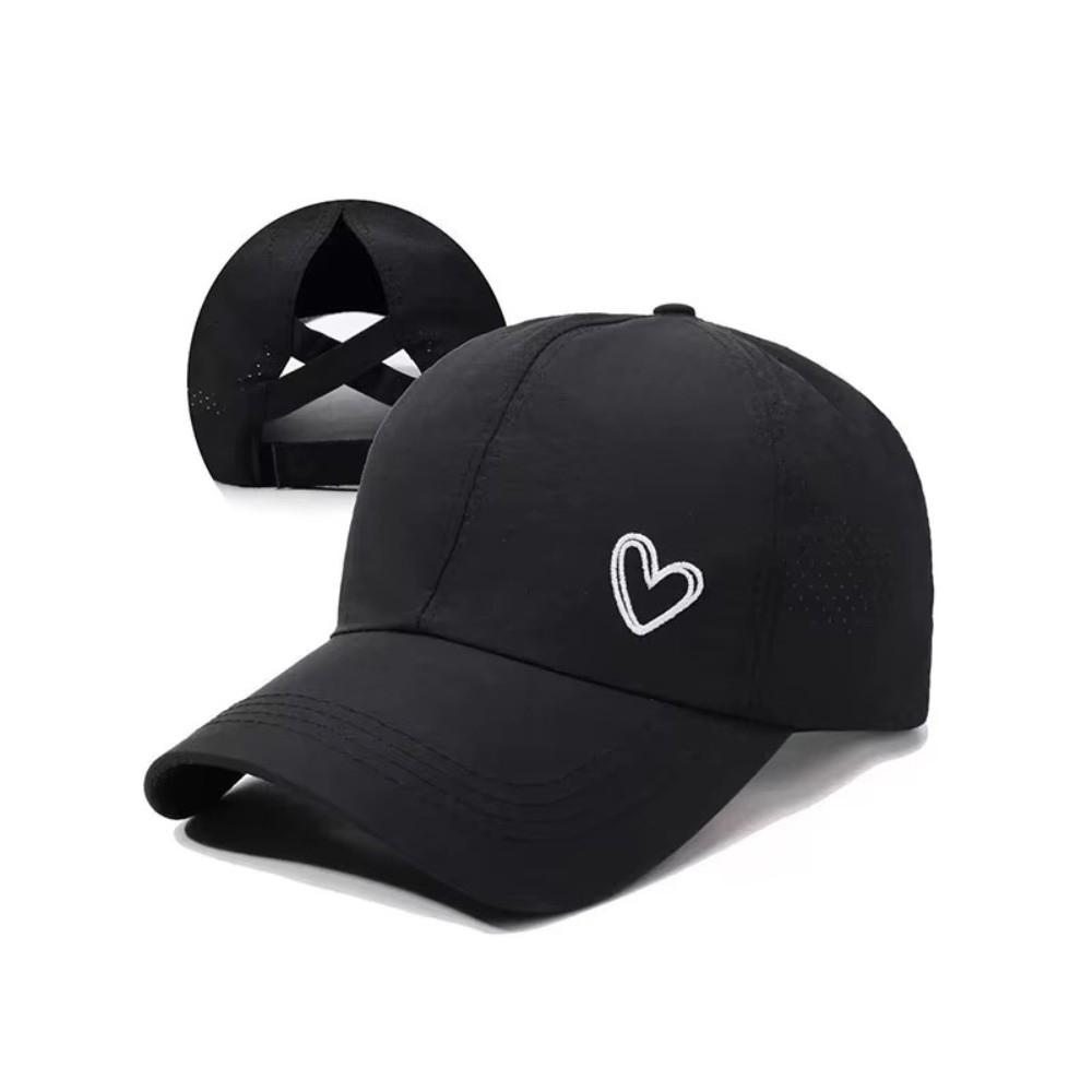 Adjustable Ponytail Baseball Cap Love Heart Snapback Hat Fashion Sunshade Sun Hat  Outdoor