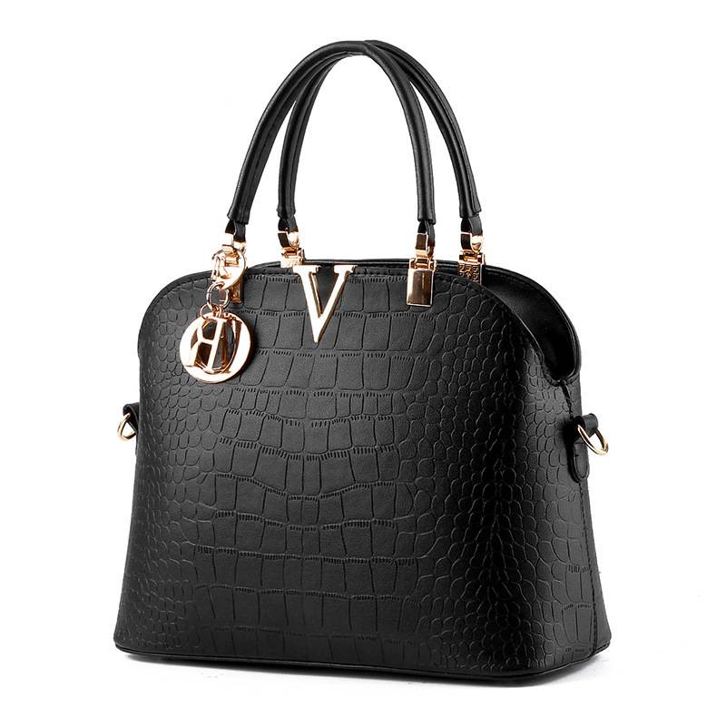 

Pu Women Large Shell Shoulder Crossbody Bag Internal Zipper Pockets Street Style чорний