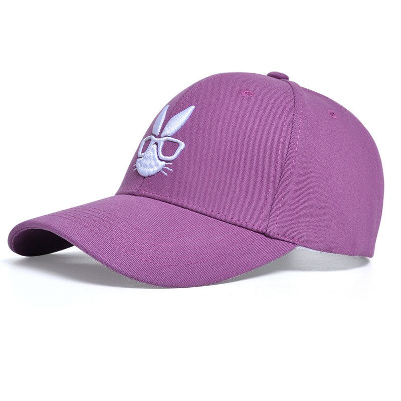 

8276 Summer K-style Face-Showing Peaked Cap Female Outdoor Sports Sun Protection Sunshade Small Hat Rabbit Embroider Baseball Cap Purple