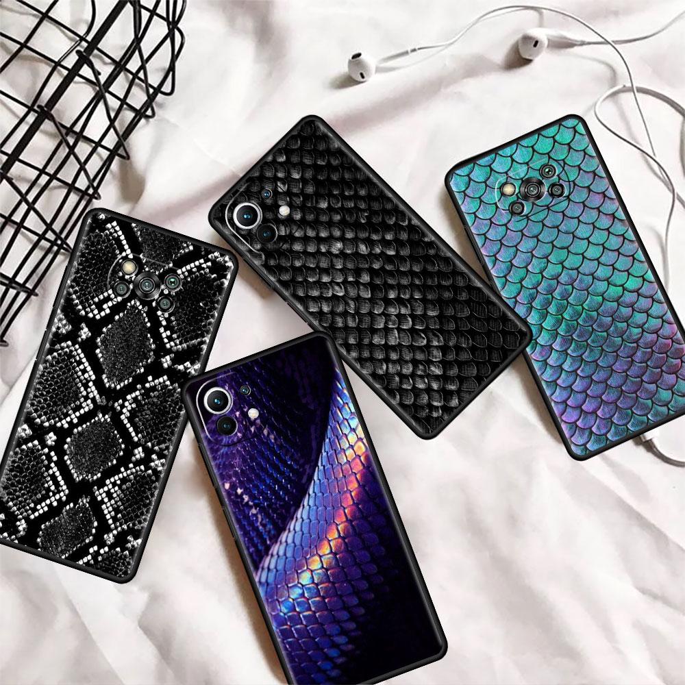 Husă Pentru Xiaomi Mi Poco X3 X4 NFC M3 Mi 11 11T 10 T 9T 12 9 10T Lite Silicon Spate Husă Telefon Imprimeu Piele de Șarpe