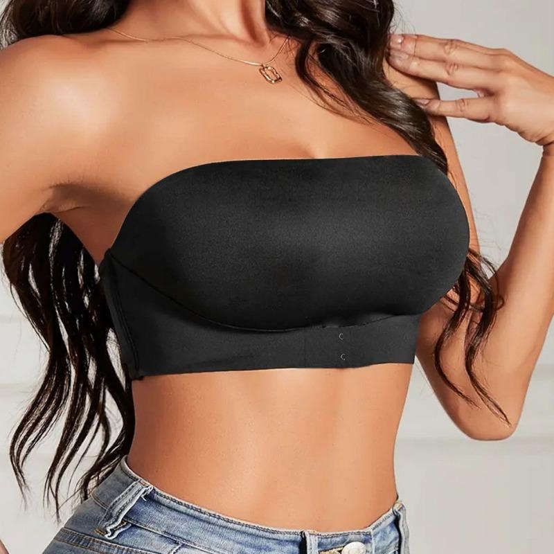 Women s  Seamless Strapless Non-slip Bandeau Bra Invisible Push Up Tube Top Bra S