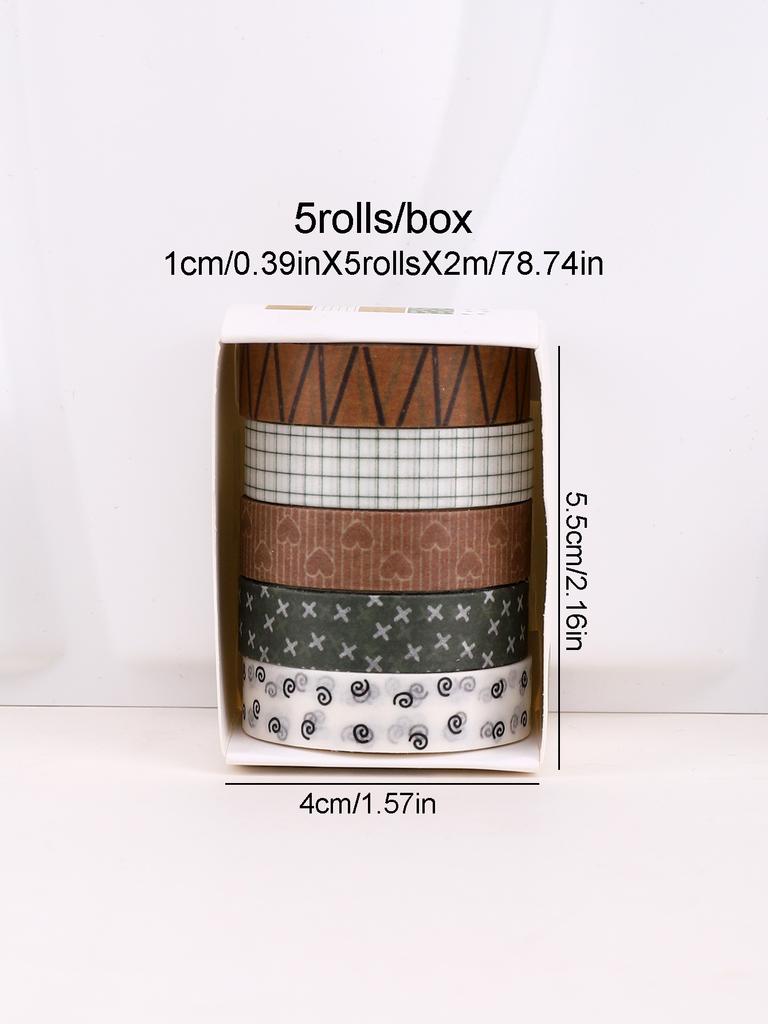 5 Rollen/Box Vintage Washi Tape Dekoration Washi Masking Tape Geschenk für Künstler Scrapbooking Schreibwarenzubehör Washi Tape