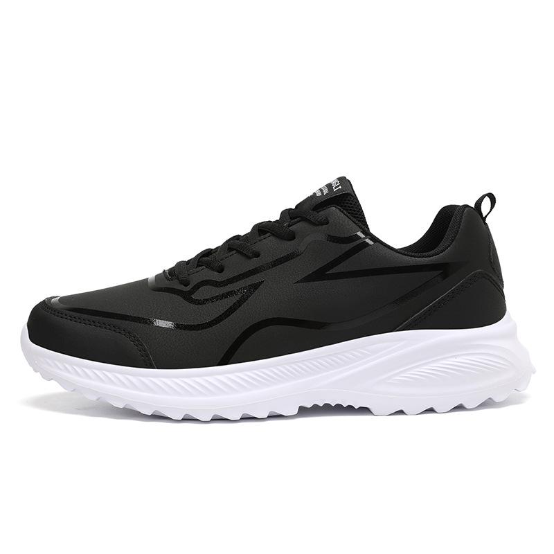 Sports Men's Shoes Autumn and Winter Large Size New Leather Waterproof Breathable Running Shoes Men's Outdoor Non-slip Wear-resistant Fashion