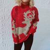 New Year holiday pullover sweater with gold thread, brushed jacquard, big snowflakes, reindeer, Christmas sweater for women 3544 KTB