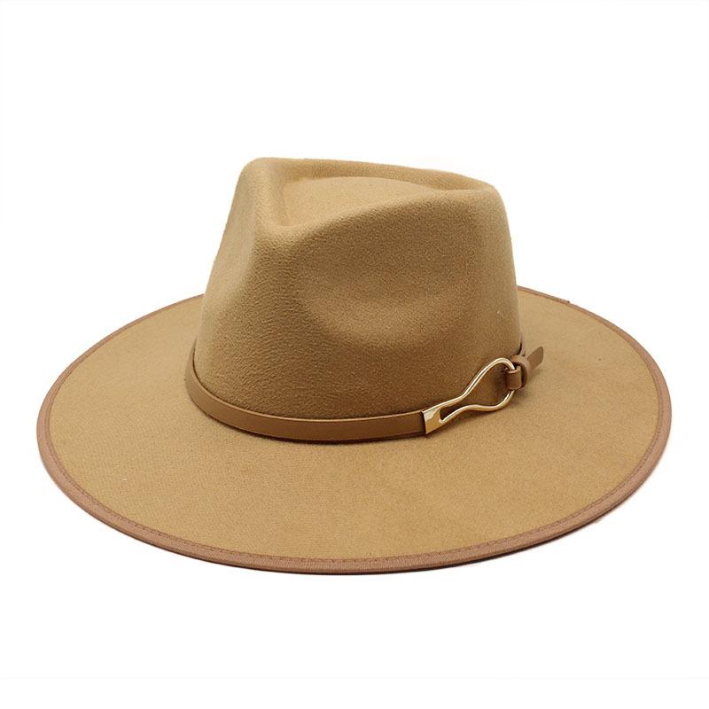 Seasonal Hemming Big Eaves Peach Heart Top Metal Flat Edge Top Hat Men'S And Women'S Woolen Jazz Hat
