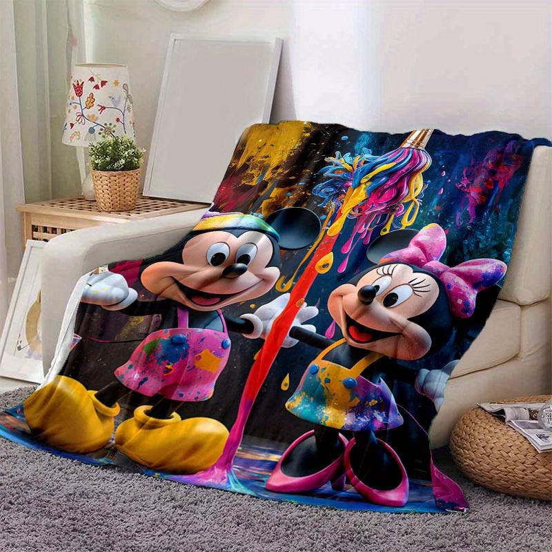 1pc. Colorful Mickey Mouse and Minnie Mouse Artwork Throw Blanket, Seasonal Universal, Home Decorative Blanket, Cartoon Throw Blanket, Livin 100x150cm