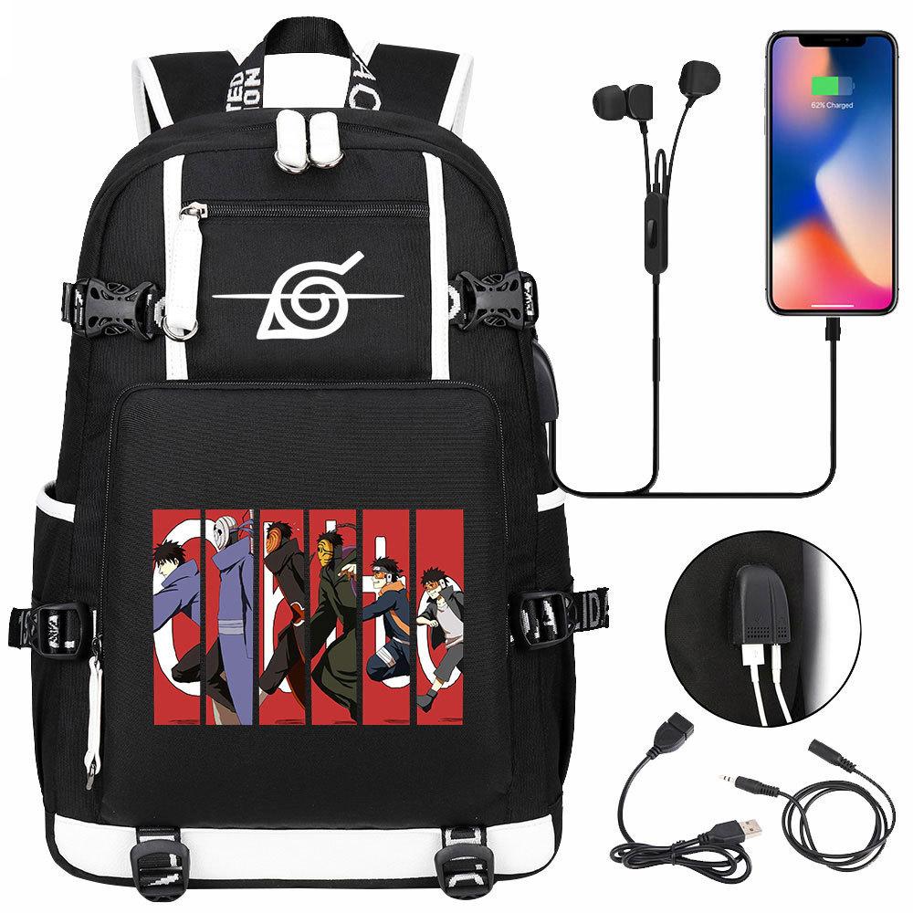 Neuer Naruto-Druck USB Teenager Schüler Schultasche Herren und Damen Freizeit Rucksack mit großer Kapazität Reise Rucksack
