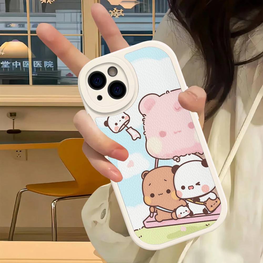 Cute Bubu Dudu PU Leather Phone Case For IPhone 16 15 14 13 12 11 Pro Max Plus Back Fundas
