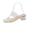 Sandals Women's Summer Flat 2025 New Soft Leather Fashion Crystal Transparent High Heels Women's Cool Slippers Outer Wear
