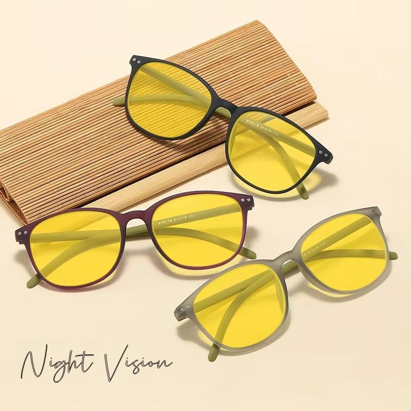New Fashionable Oval Frame Anti Blue Light Glasses for Men Women Full Frame Yellow Goggles Night Vision
