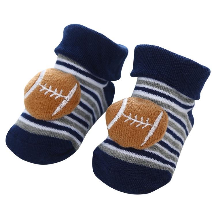 READY STOCK 0-12months Newborn New Cartoon Anti-skid Three-dimensional Doll Baby Socks Striped Dot Cute Children's Socks