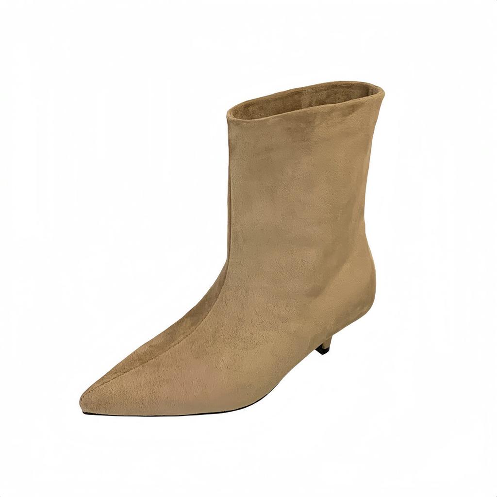 Retro Pointed Martin Boots Women's 2025 New Medium Boots Women's Medium Heel Straight Boots Bare Boots Fashion Short Boots