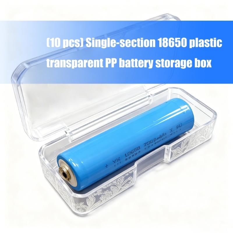10pc Single Slot Plastic 18650 Battery Storage Case Secure Snap Closure Box for Enhances Safety and Convenient Access