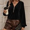 Women's Fashion Velvet Zipper Oversized Casual Long-Sleeve Top