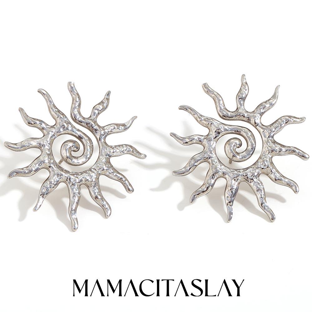 MamacitaSlay Sun Flower Stud Earrings18K Gold Plated Stainless Steel Waterproof Jewelry 2026 New Trendy Party Women's Charm Gift