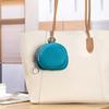 Yocipa Genuine Leather Mini Coin Case for Women, with Keychain and Coin Purse, Lightweight and Cute, Leather Pouch (Blue)