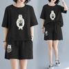 Fat Mm Large Size Casual Sports Suit for Women New Summer Korean Version Loose Slim Shorts Two-piece Set