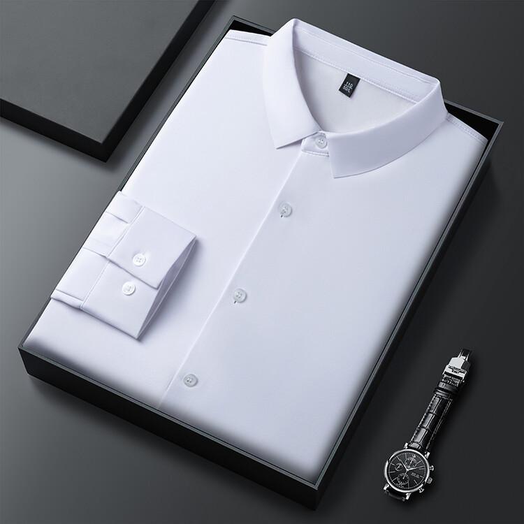 Men's Seamless Fleece-Lined Formal Long-Sleeve Shirt