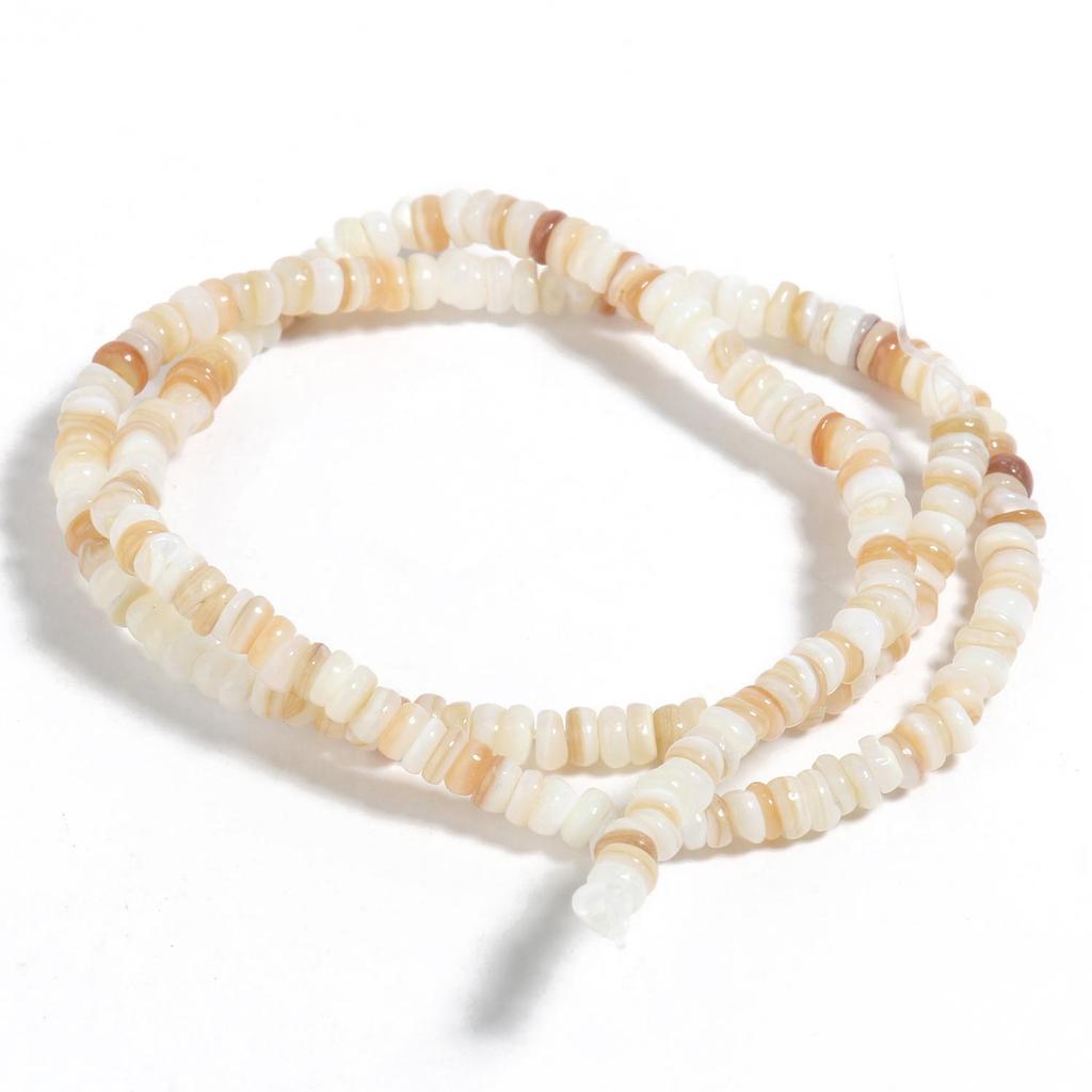 Freshwater Shell Flat Beads Heishi Round Loose Spacer Rondelle Beads for Jewelry Making DIY Mother of Pearl Shell Bracelets 15''