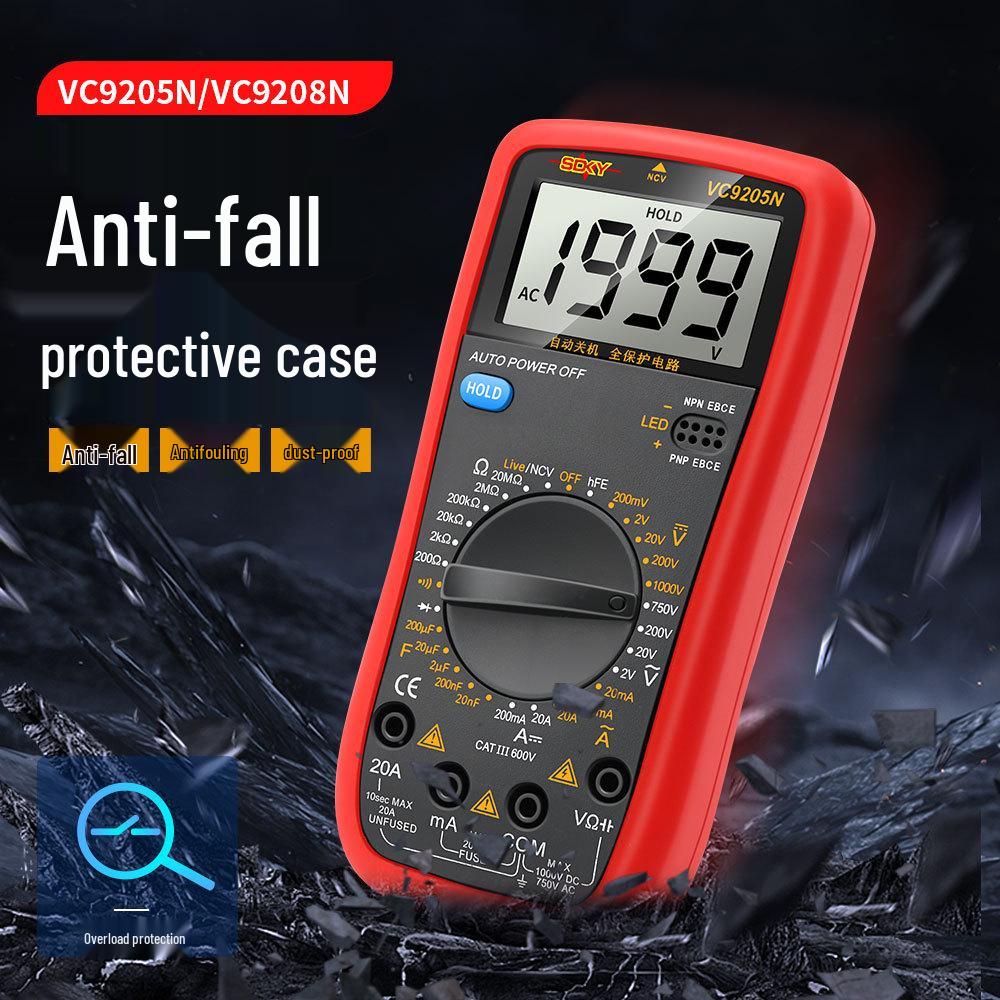 Shengde DT9205N High-Precision Digital Multimeter with Anti-Burn Protection and Auto Power-Off