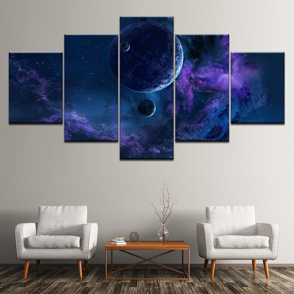 Canvas Painting Earth Planet Space5 Pieces Wall Art Painting Modular Wallpapers Poster Print for Living Room Home Decor