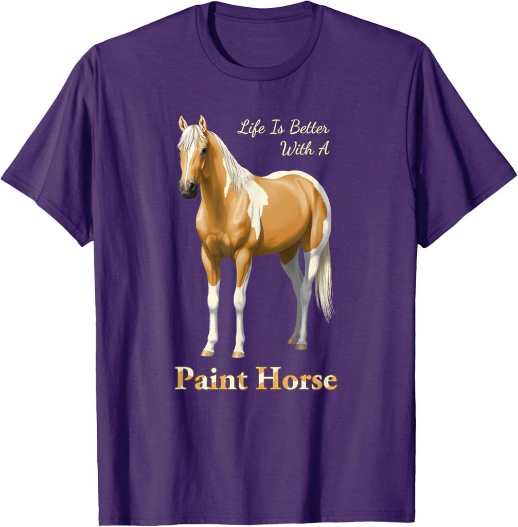 Tričko Paint Horse s grafikou Palomino Pinto, ležérní, bavlněné