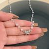 New crystal pearl butterfly necklace female summer niche design sense simple temperament choker collarbone chain