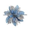 14CM Gold Glitter Christmas Flower Ornament - Holiday Wreath & Tree Decoration