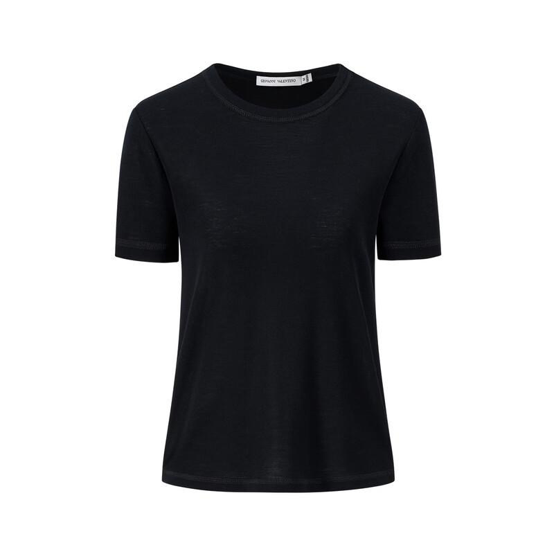 GIOVANNI VALENTINO Women's Round Neck Short Sleeve Pure Wool T-Shirt