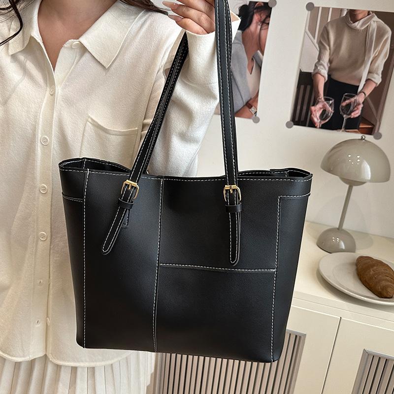 Hong Kong Style Retro Tote Bag for Women's New Korean Style Commuting Bag Fashionable Handheld Large Capacity Shoulder Bag
