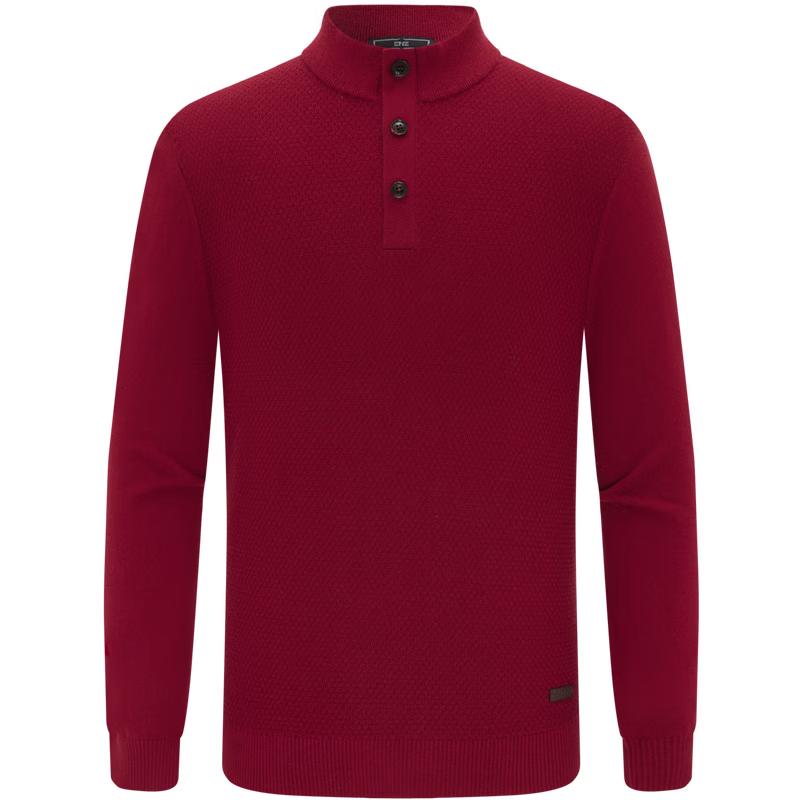 EMZ Erdos Men's 100% Pure Wool Stand Collar Sweater
