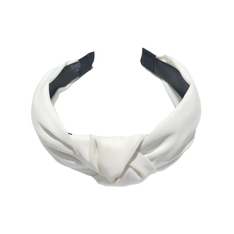 Chic Women Black Leopard Print Satin Cloth Knot Headbands Lady Girls Simple Solid Twill Cloth Knotted Head Hoop Accessories