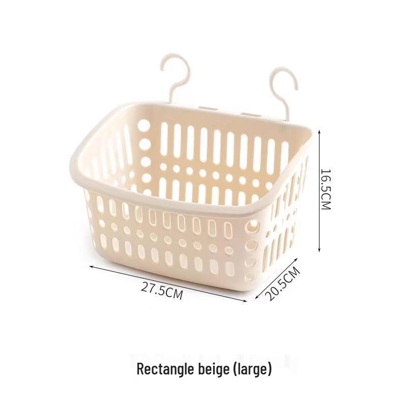 Wall-Mounted Plastic Storage Basket for Kitchen and Bathroom