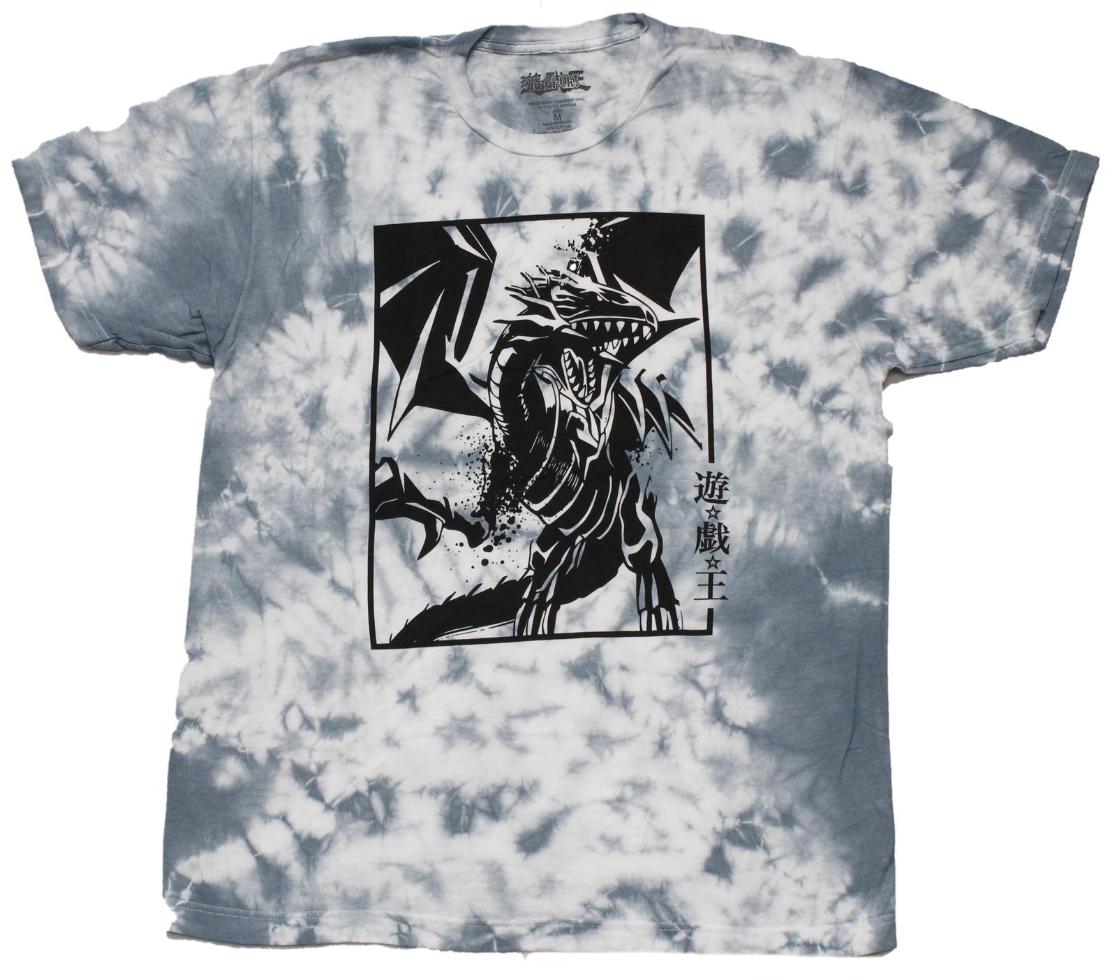 Yu-Gi-Oh Mens T-shirt - Monochromatic Blue Eyes Dragon Tie Dye M