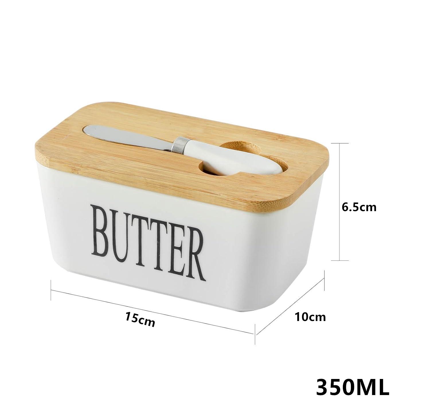 LMETJMA Butter Dish with Lid Ceramic Butter Keeper Container with Butter Knife Kitchen Butter Tray Butter Keeper with Cover