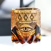 220 Ml New Edo Kiriko Hand Engraved God'S Eye Whiskey Tumbler Amber Luxury Man'S Style Heavy Black Old Fashioned Glass