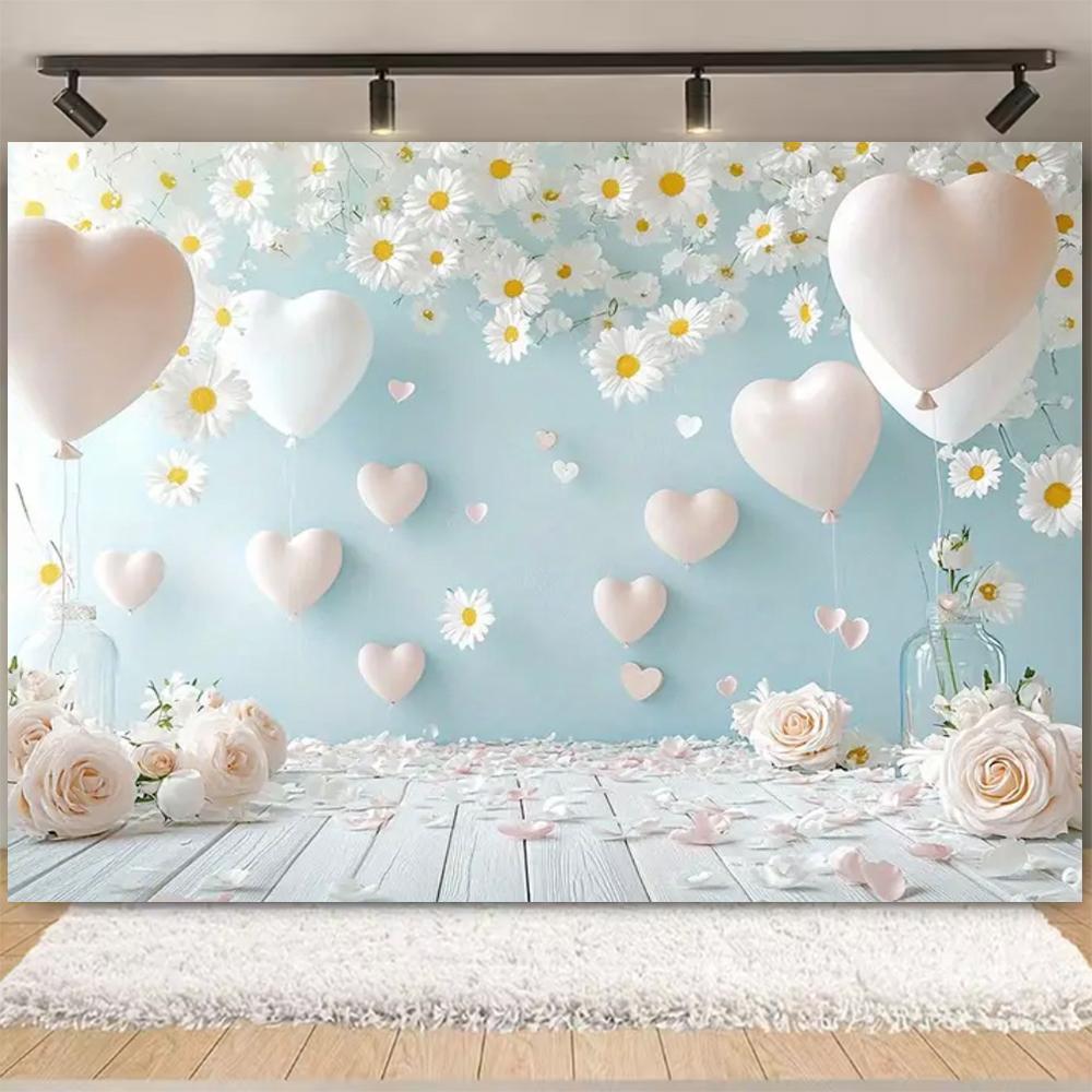 Spring Daisy Flower Backdrop Baby Shower Boho ArchBalloons Backdrop Girl Birthday Cake Smash Easter Kids Portrait Photo Props