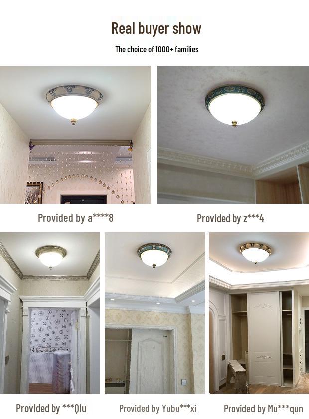 European Retro Dimmable LED Ceiling Light for Hallway, Balcony, or Bedroom