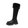 Fur Flats Platform Women High Boots Fad Mid Heels Shoes Plush Warm Knee High Snow Boots Winter 2025 Trend Goth Pumps Botas Mujer